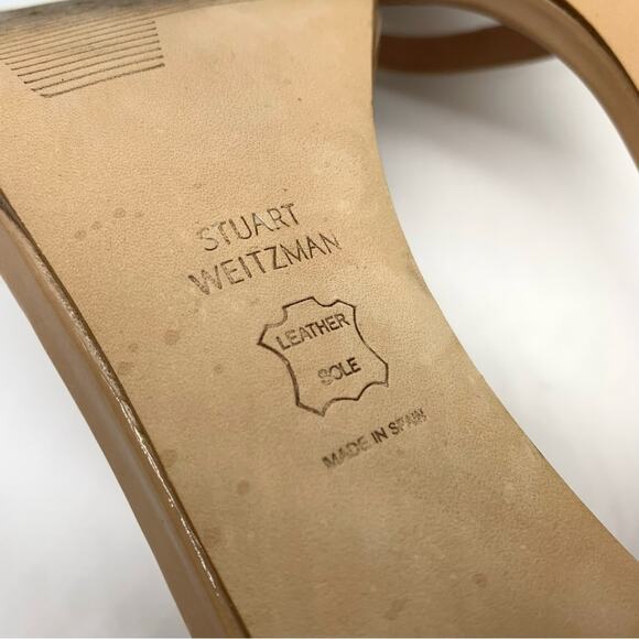 STUART WEITZMAN Nudist 75 Block Heel Sandal Patent Nude 9.5 - Picture 12 of 12